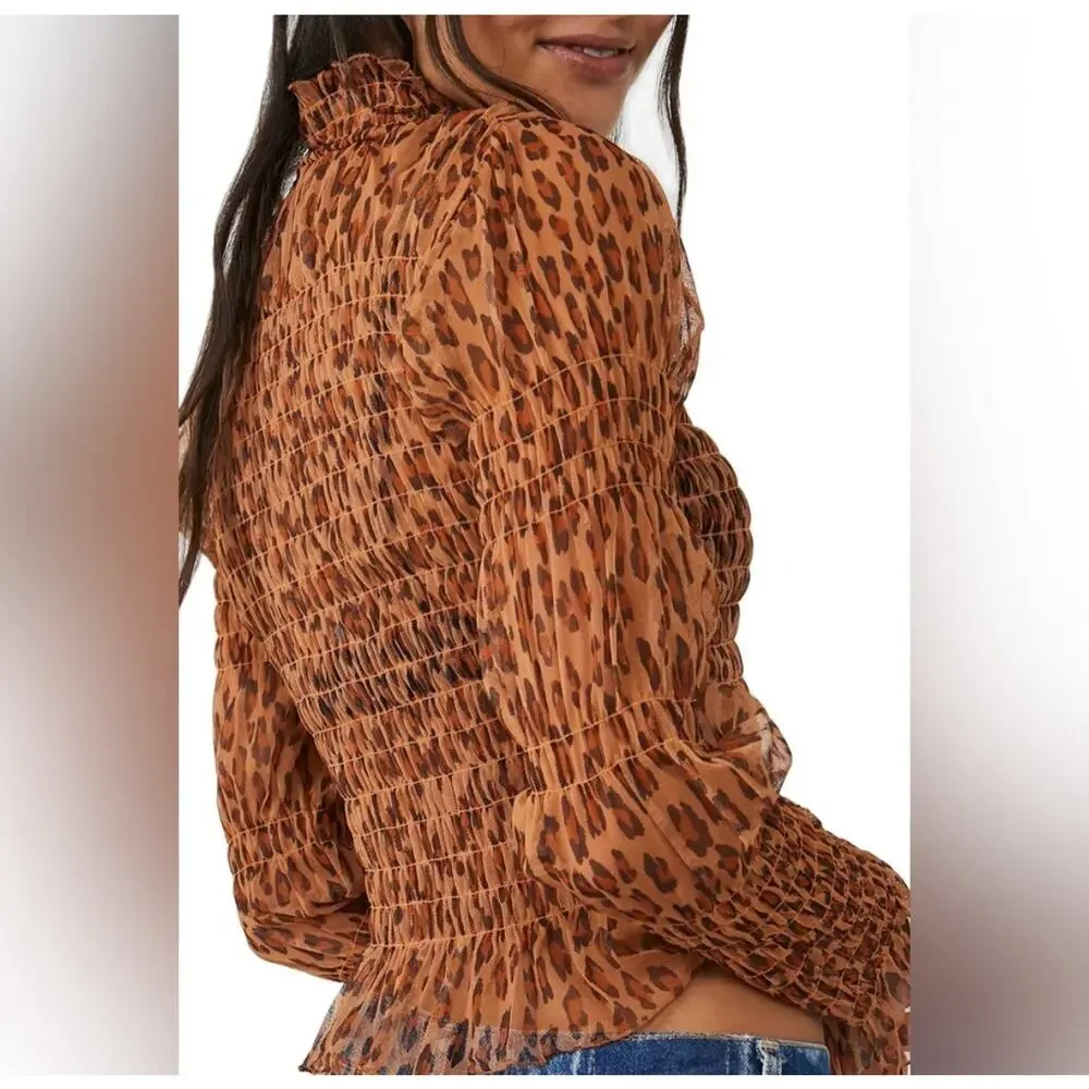 NWT Free People‎ Hello There Top in Leopard